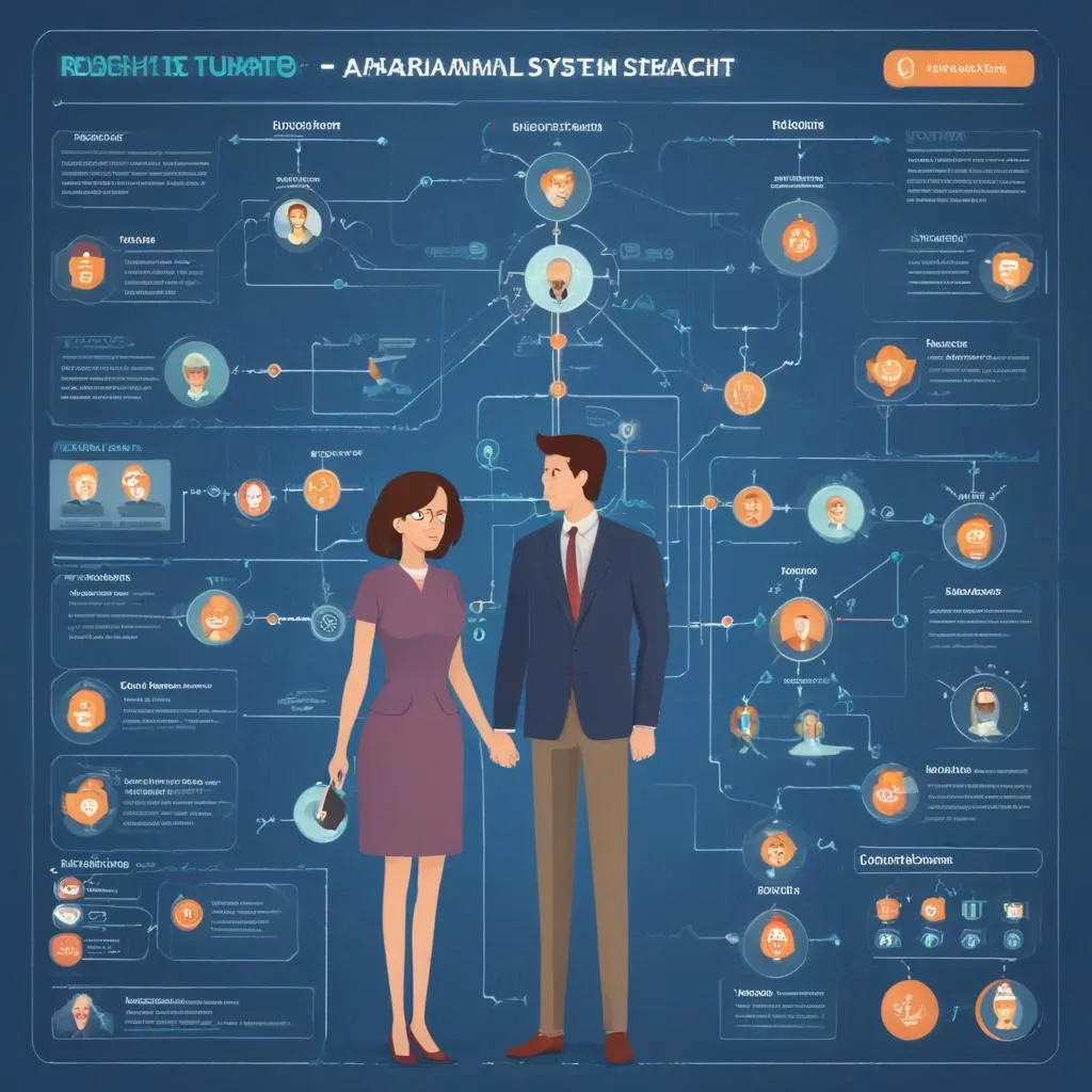 A detailed, automated financial system flowchart on a screen