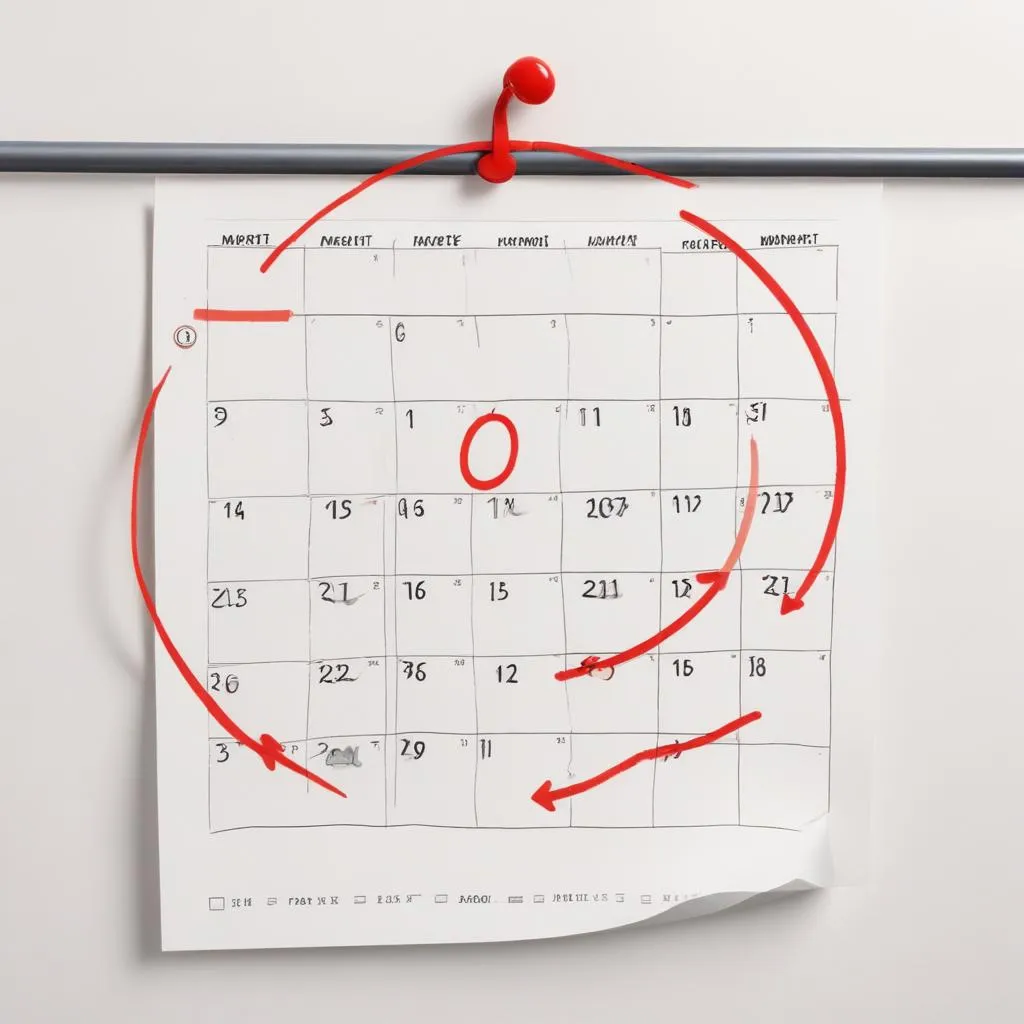 Calendar with key dates circled, representing missed market opportunities