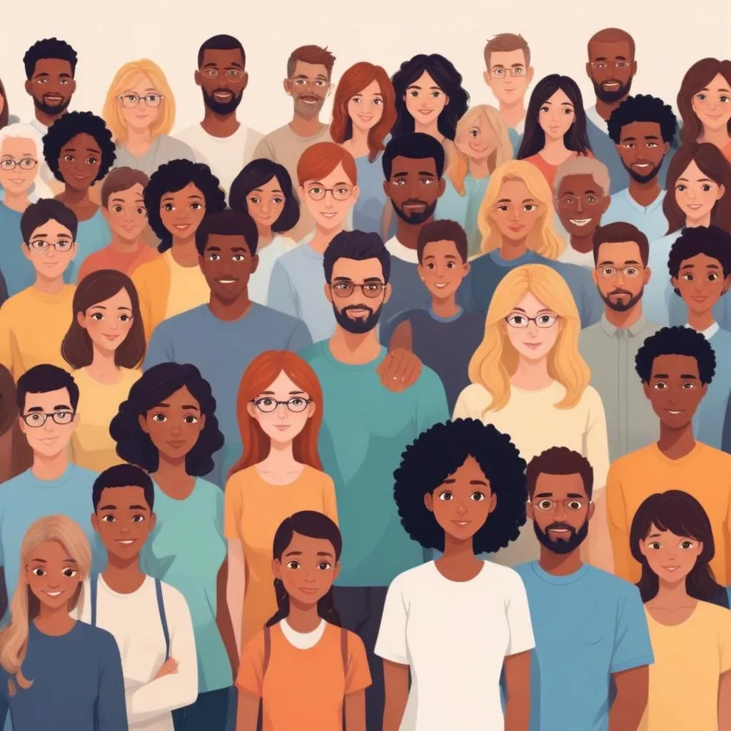 Community support network illustration showing connected people