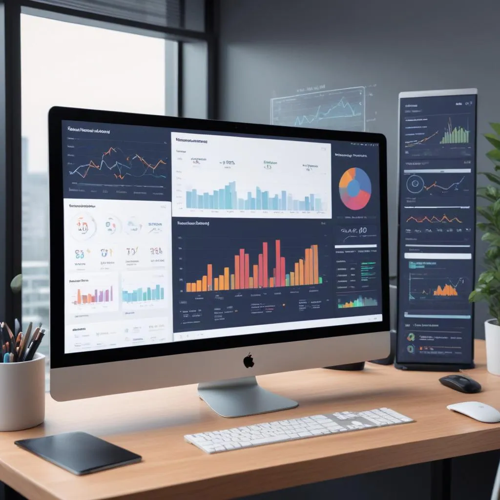 Dashboard with multiple financial data visualizations on a desktop screen