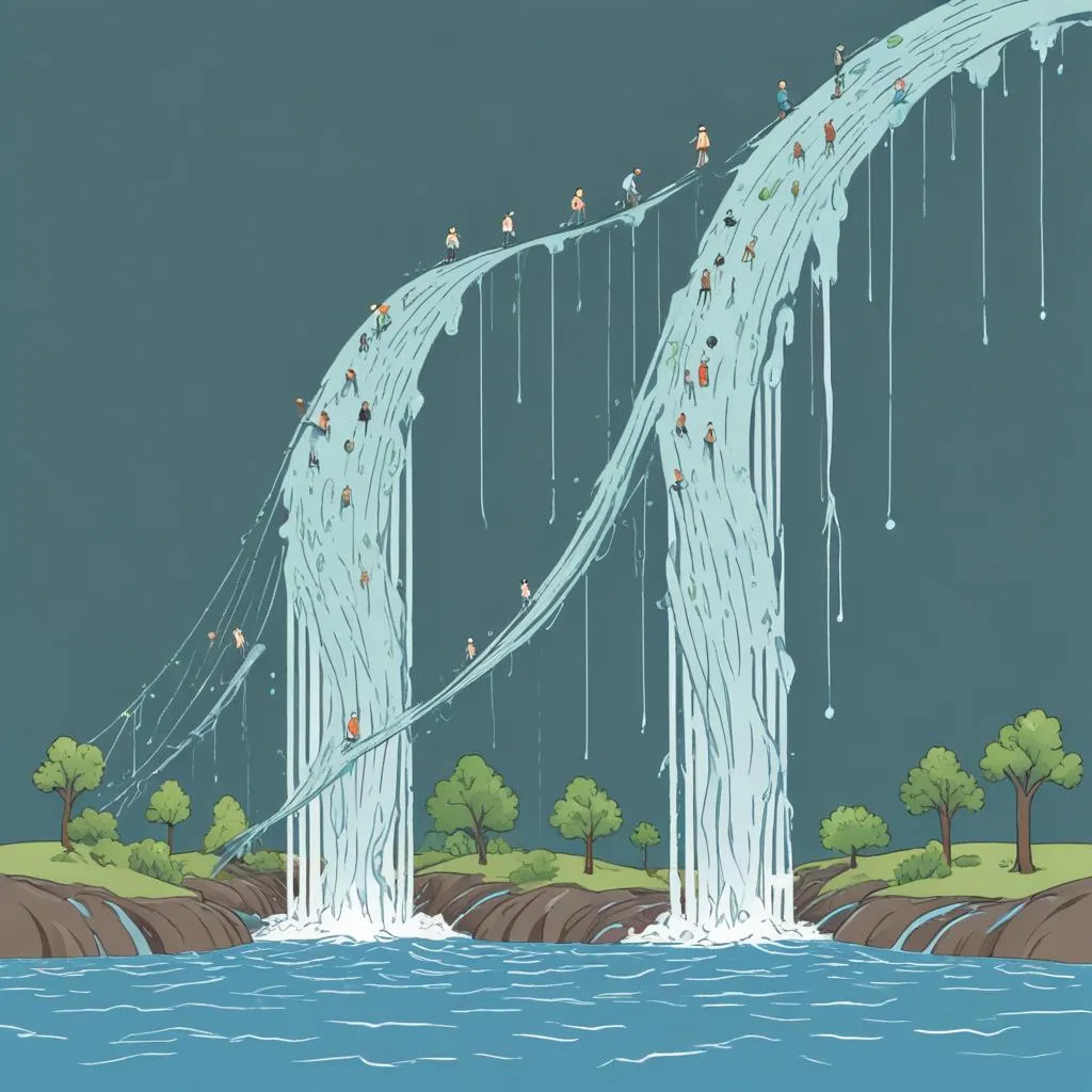 Graph showing multiple income streams flowing into a central fund