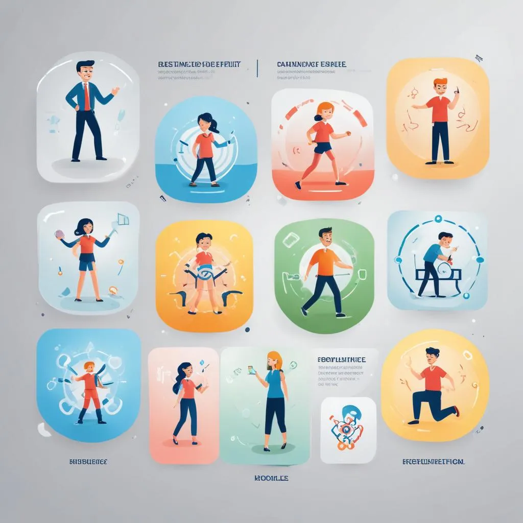 Icon set representing resilience, agility, data, optionality, and skills