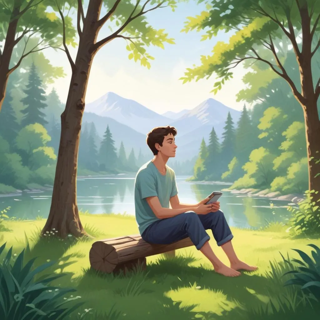 Person looking calm and relaxed outdoors, symbolizing reduced financial stress