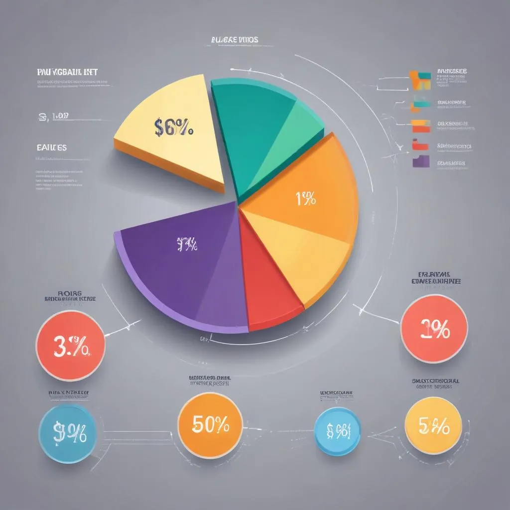 Pie chart and financial graphs showing diversified income streams