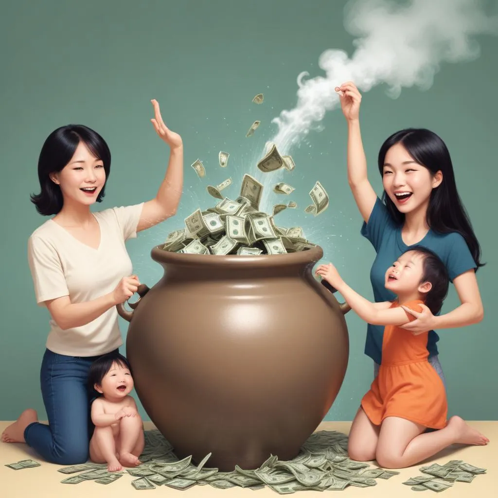 Visual representation of multiple income streams flowing into one pot